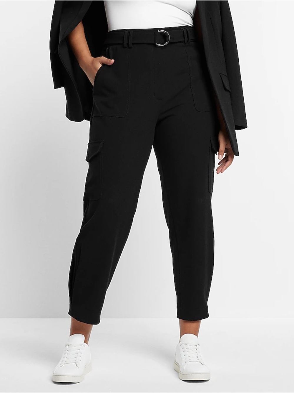 Express Super High Waisted Cargo Pant in Pitch Black Size 16